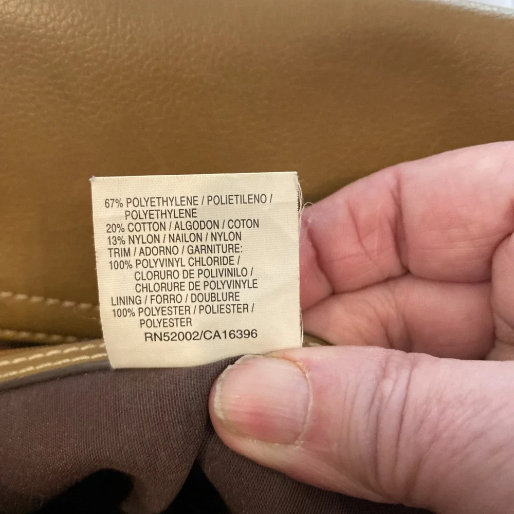 Vintage Liz Claiborne Multicolor Woven Faux Leather Satchel Purse, Tan Handbag
